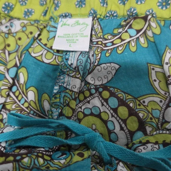 🦚Vera Bradley Adorable Cotton Pajama Pants In Very Good Condition. Size L💚💙 - Picture 4 of 12